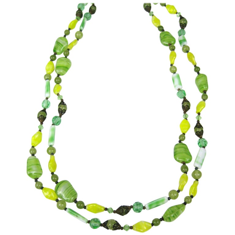 1930s Lampwork Glass Bead Necklace Art Deco For Sale at 1stDibs | art ...