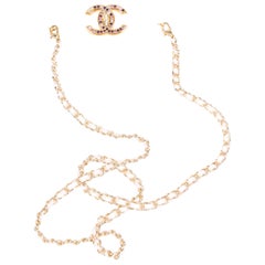 Chanel Pearl Bag CC Strass Clasp - white/gold