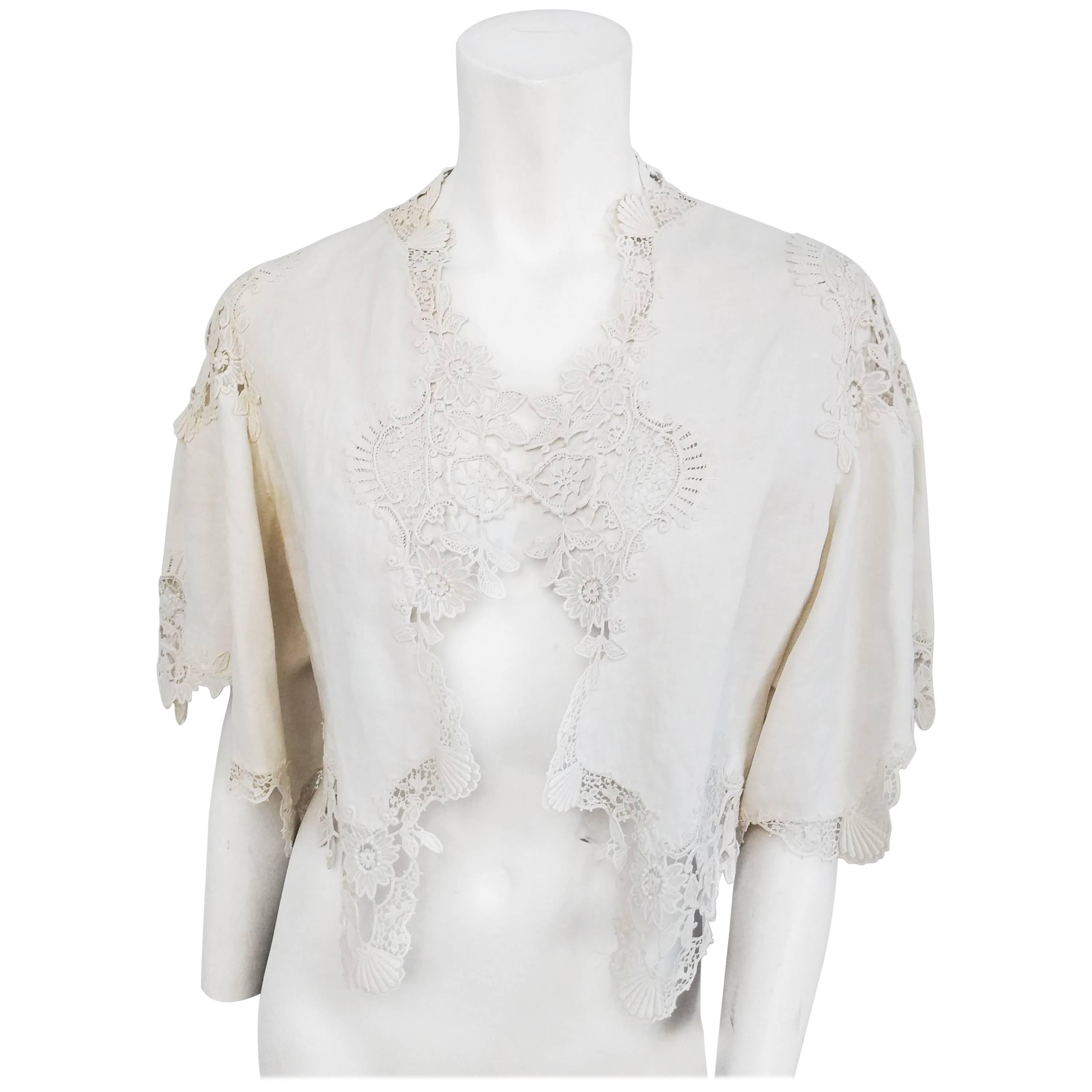Edwardian White Cotton Lace Shawl