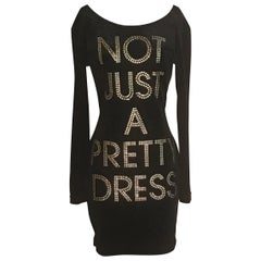 Moschino 1980s Cheap & Chic Black Velour Not Just A Pretty Dress with Gold Studs
