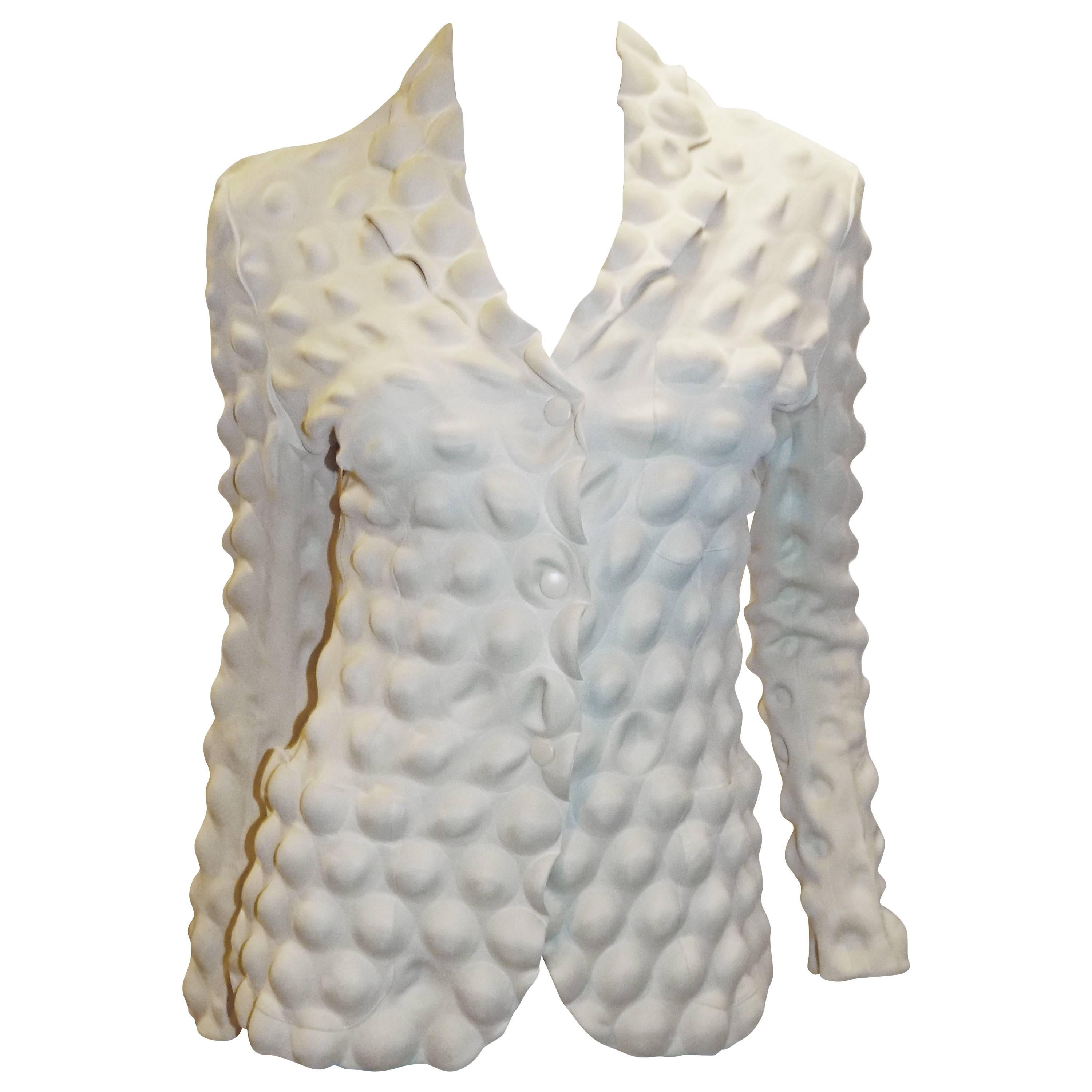 Issey Miyake A/W 2000 Egg Carton Jacket in Cream For Sale