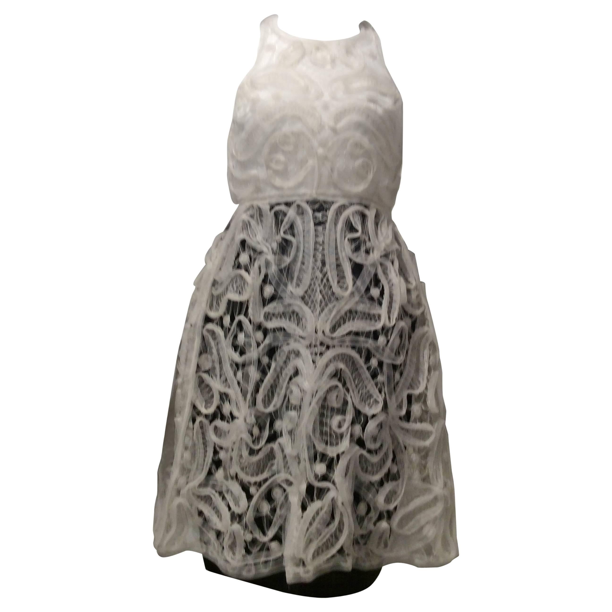 Fendi White And Black Dress With Nylon Ribbon Embellishment Sz42 (Us 4) For Sale
