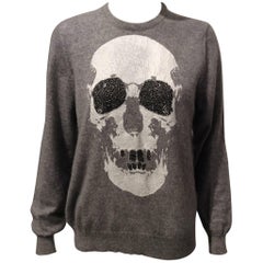 Libertine Grey Crew Neck Long Sleeves Cashmere Crystal Skull Sweater Sz M