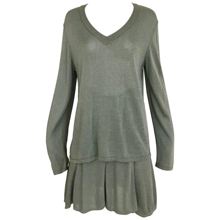 Vintage ALAIA Green Knit Top and Skirt Set For Sale at 1stDibs | knit ...