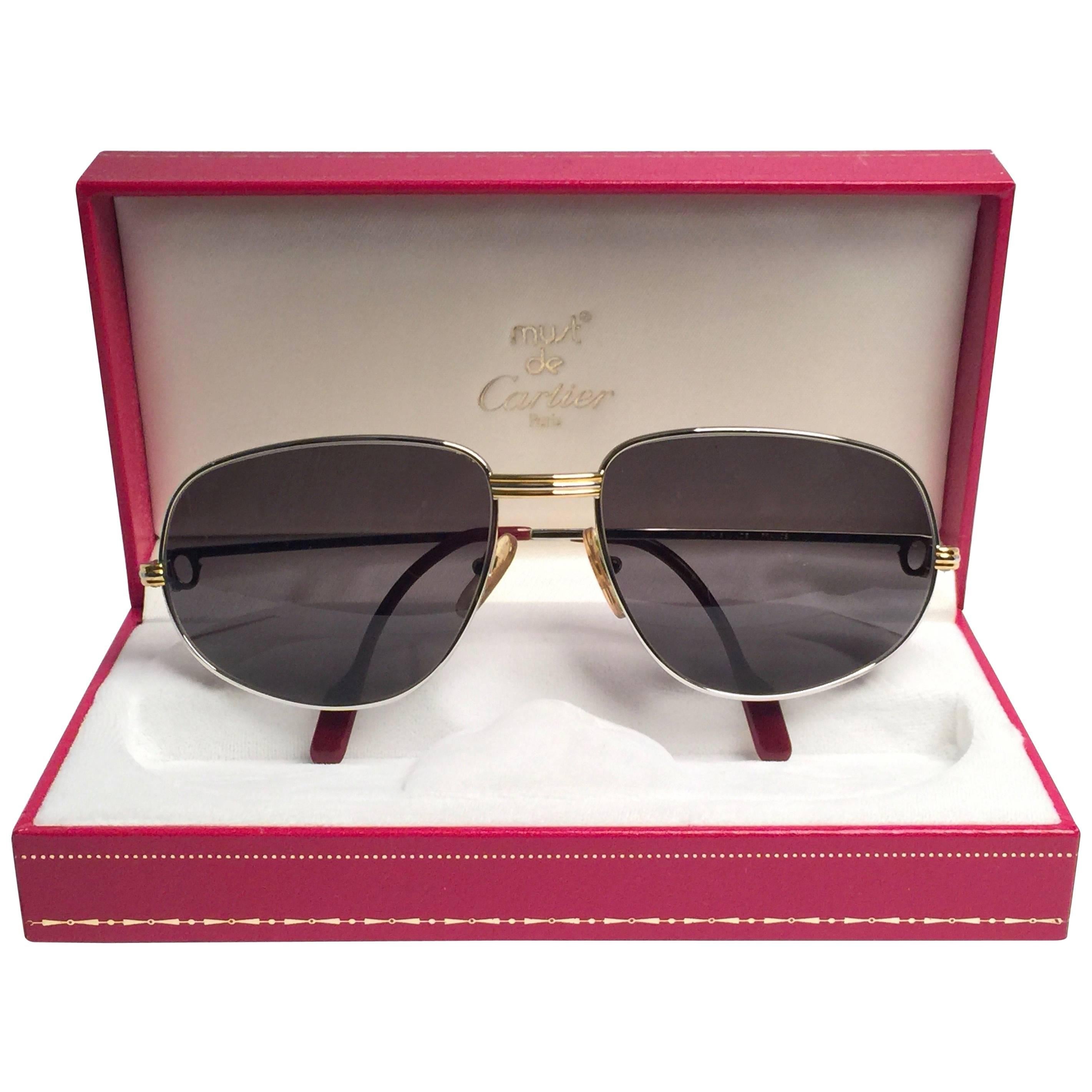 Cartier Vintage Romance Vendome 61mm Platinum France Sunglasses