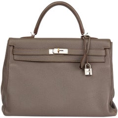 2013 Hermes Etain Togo Leather Kelly 35cm Retourne