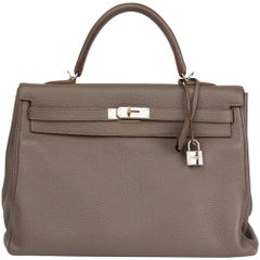 2013 Hermes Etain Togo Leather Kelly 35cm Retourne 