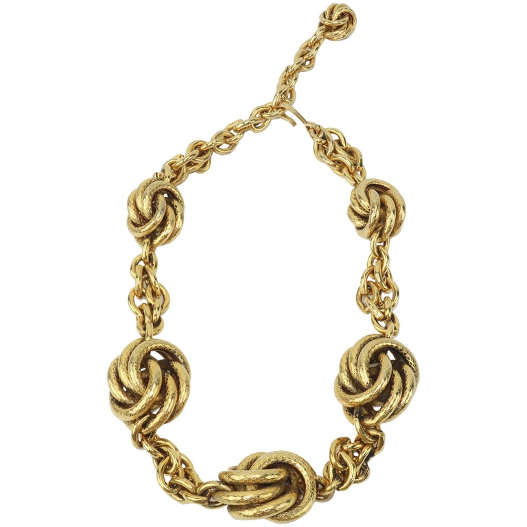 Vintage Chunky Gold Knot Chain Necklace