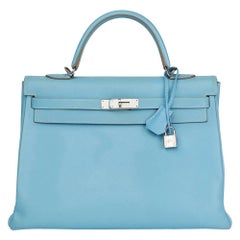 2011 Hermes Celeste & Mykonos Epsom Leather Kelly 35cm Retourne 