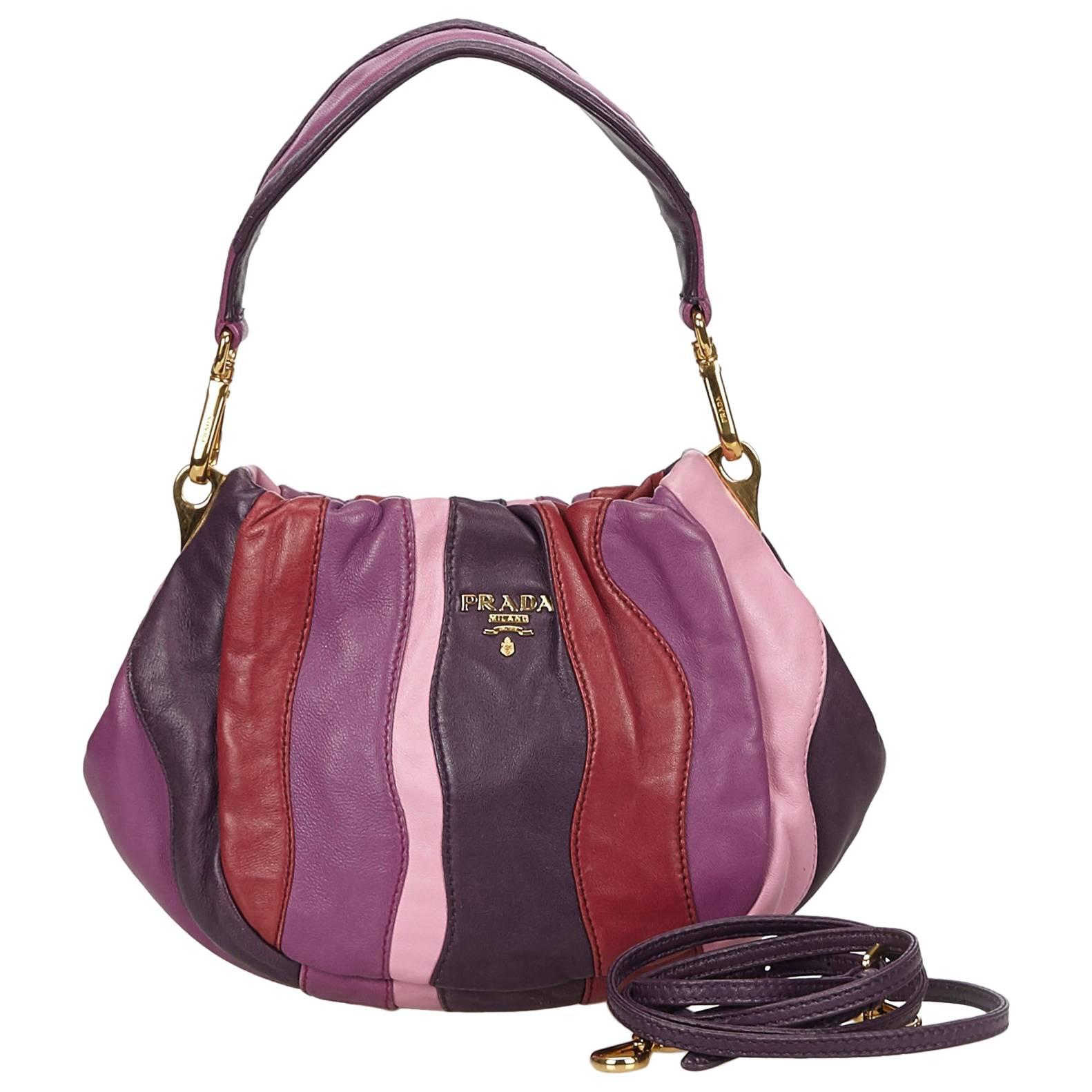 Prada Colour Blocked Gathered Leather Hand/Shoulder Bag 