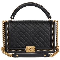 2017 Chanel Black Quilted Lambskin New Medium Le Boy With Handle 