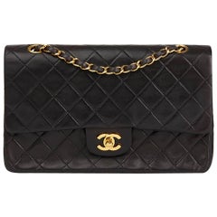 1993 Chanel Black Quilted Lambskin Antique Medium Classic Double Flap Bag 