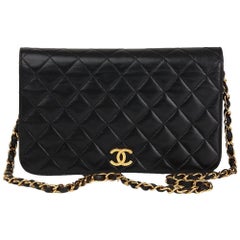 1997 Chanel Black Quilted Lambskin Vintage Small Classic Singe Full Flap Bag 