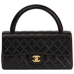 1997 Chanel Black Quilted Lambskin Vintage Medium Classic Kelly Flap