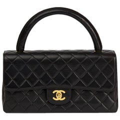 1997 Chanel Black Quilted Lambskin Antique Medium Classic Kelly Flap 