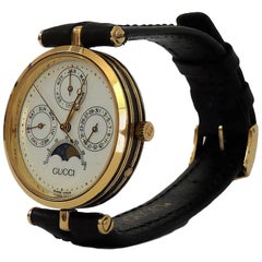 Gucci Moon Phase Pointer Triple Calendar Gold Filled Italian Watch