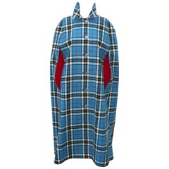 Reversible 1960's Plaid Wool & Red Canvas Cape