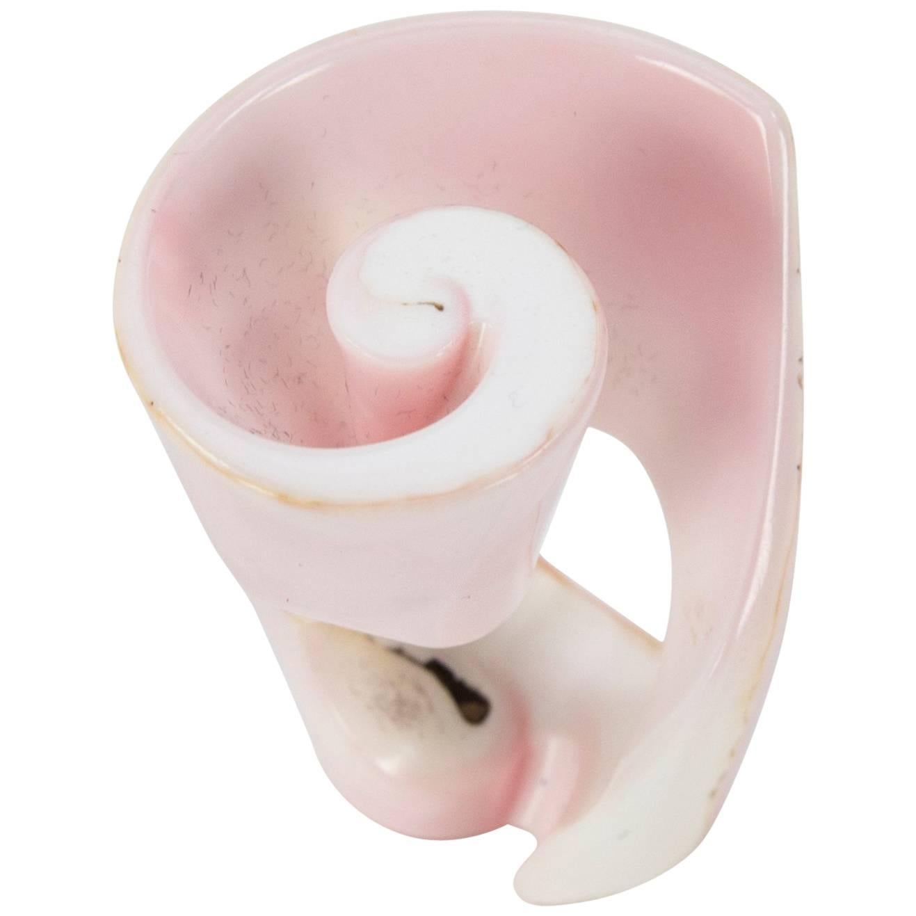Large Pink Conch Shell Spiral Statement Ring For Sale