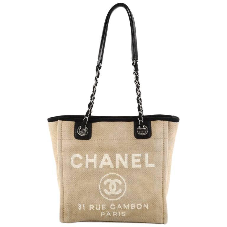 Chanel Deauville Chain Tote Canvas Small at 1stdibs