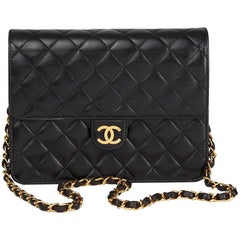1997 Chanel Black Quilted Lambskin Vintage Small Classic Single Flap Bag