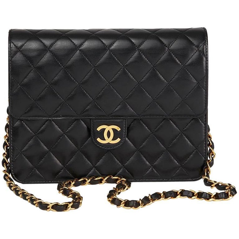 1997 Chanel Black Quilted Lambskin Vintage Small Classic Single Flap ...