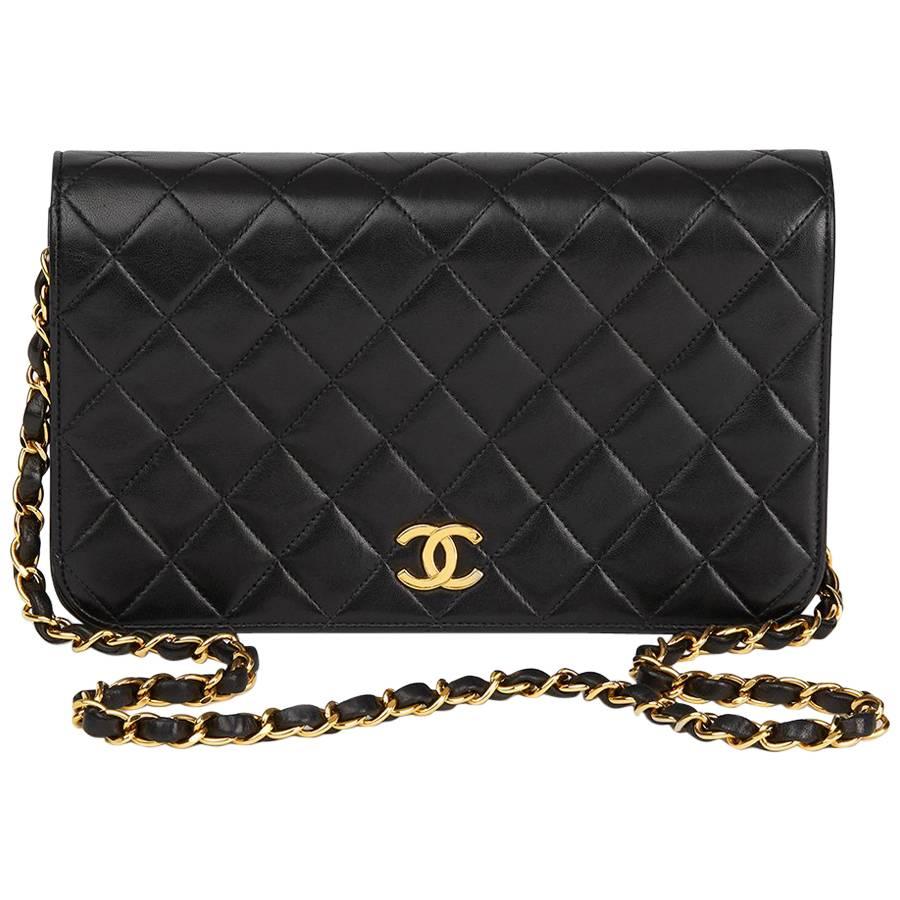 1996 Chanel Black Quilted Lambskin Vintage Small Classic Single Full Flap Bag 