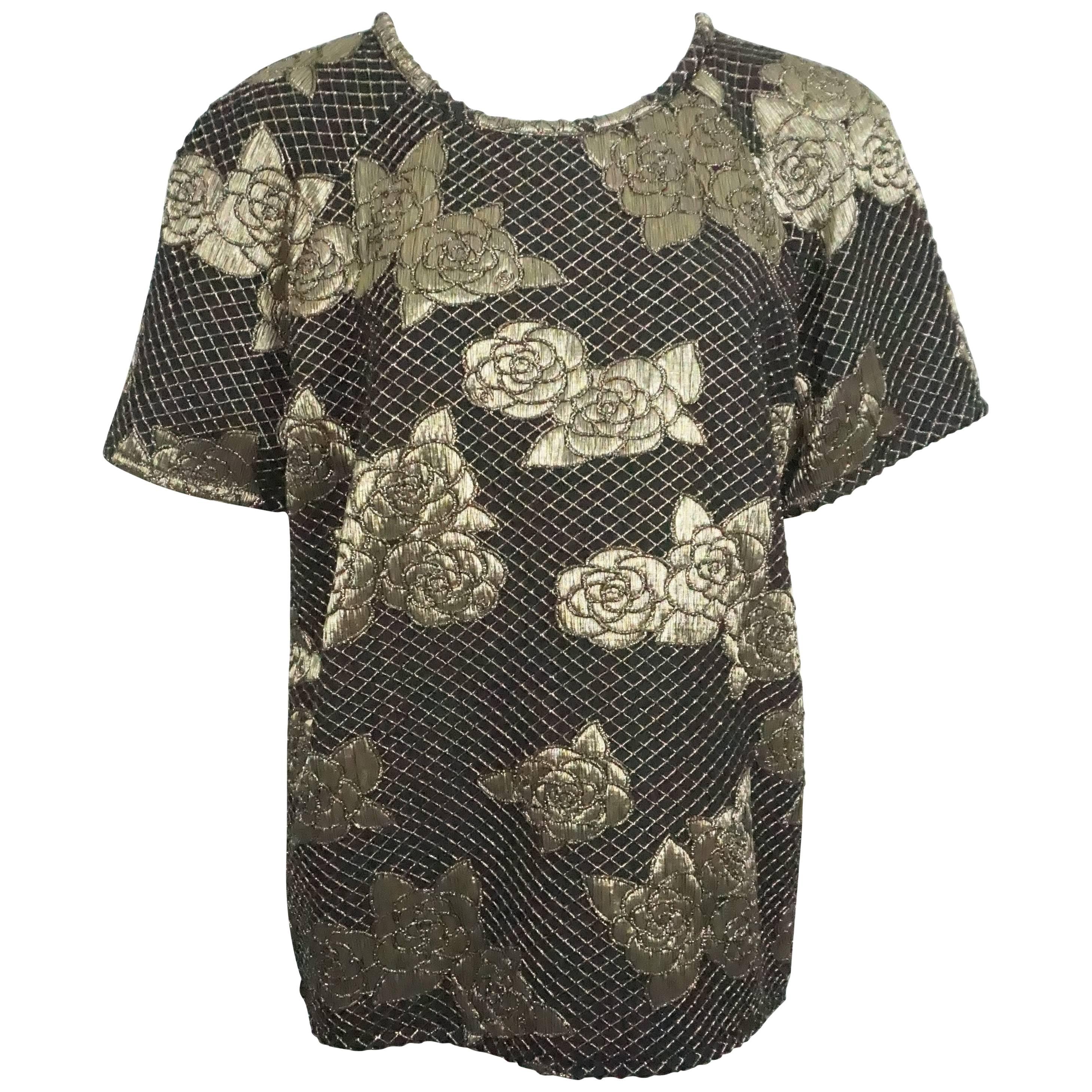 Chanel Black and Gold Brocade Top S/S 