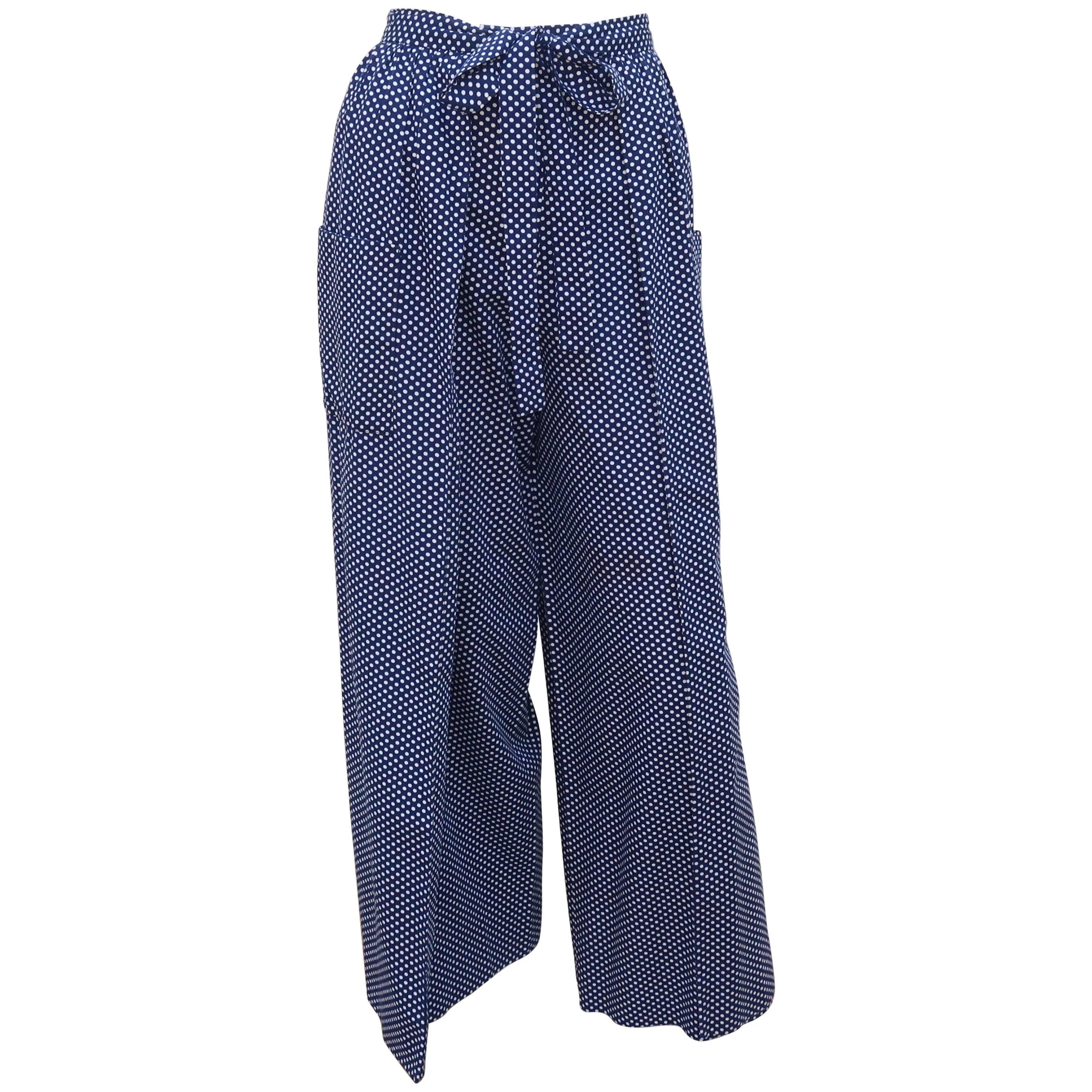 1970's Mary Ann Restivo Polka Dot Palazzo Wrap Pants