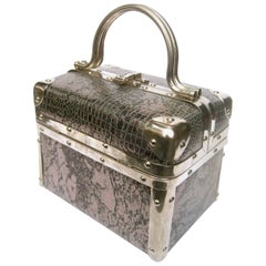 Borsa Bella Italian Metallic Embossed Vinyl Box Purse, circa 1980s