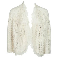 Carolina Herrera Cream Cotton Crochet Jacket  