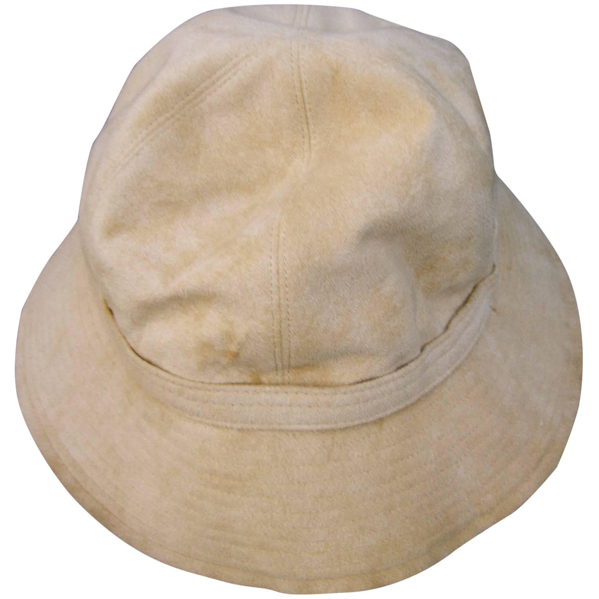Halston Beige Ultra Faux Suede Hat, circa 1970s 
