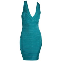 Herve Leger Teal Bodycon Mini Dress