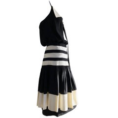 Vintage Chloe 1920s Inspired Skirt and Camisole in Black and White Stripes