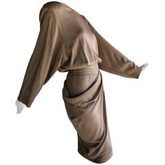 Alaia Taupe Jersey Romper and Detachable Sarong, 1980s