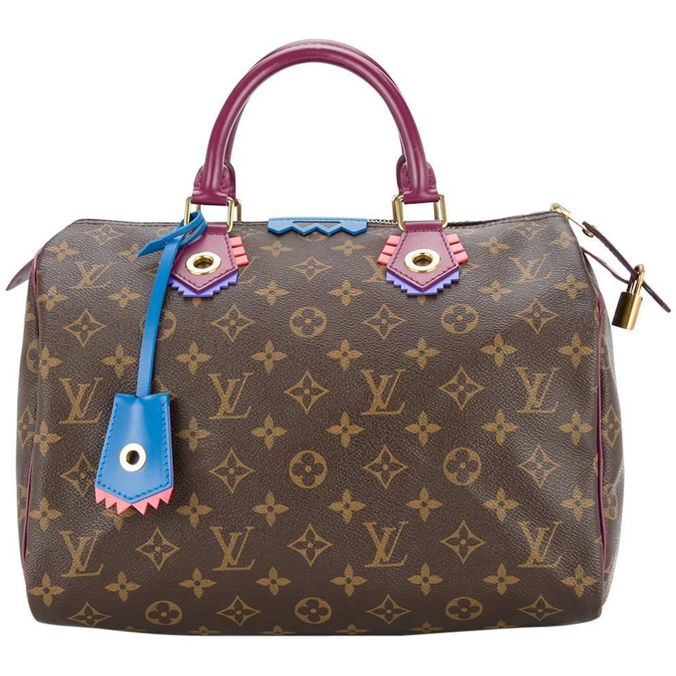Louis Vuitton Limited Edition Monogram Top Handle Satchel Bag With Lock and Keys