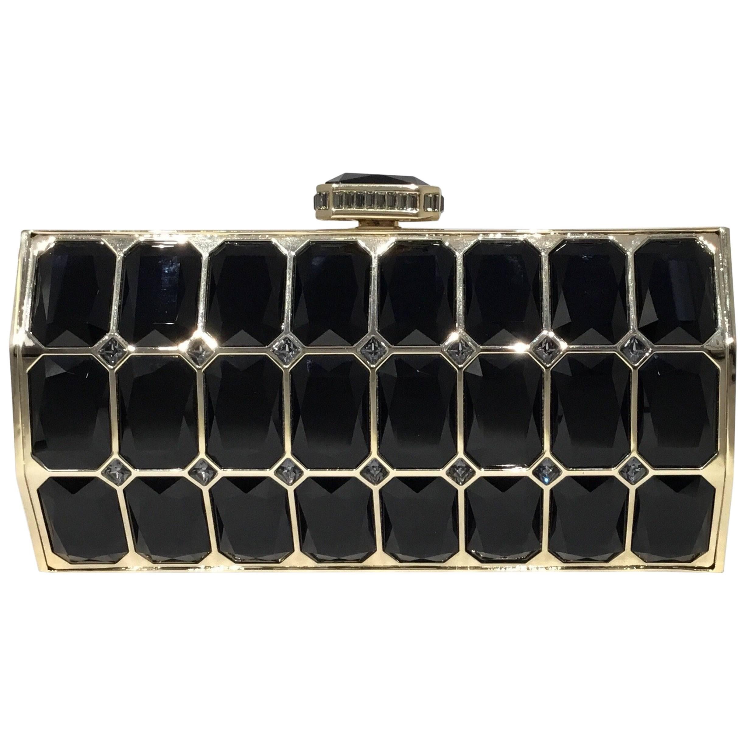 Judith Leiber Black Minaudière Clutch NWT