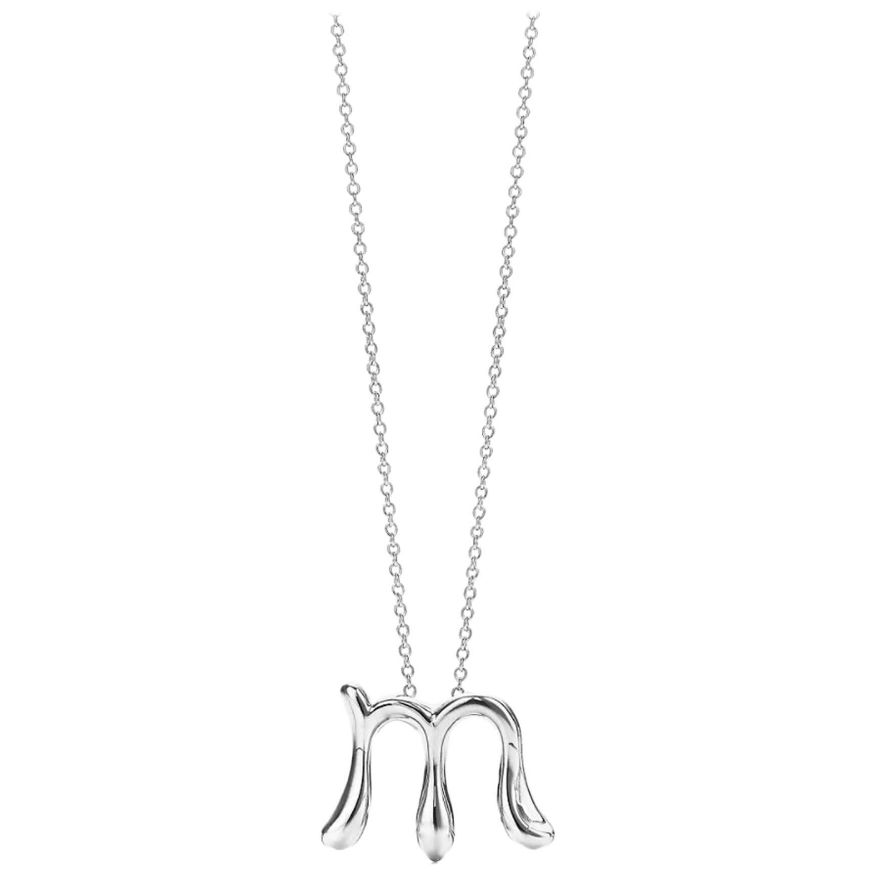 Tiffany & Co. Elsa Peretti Sterling Silver M Initial Necklace