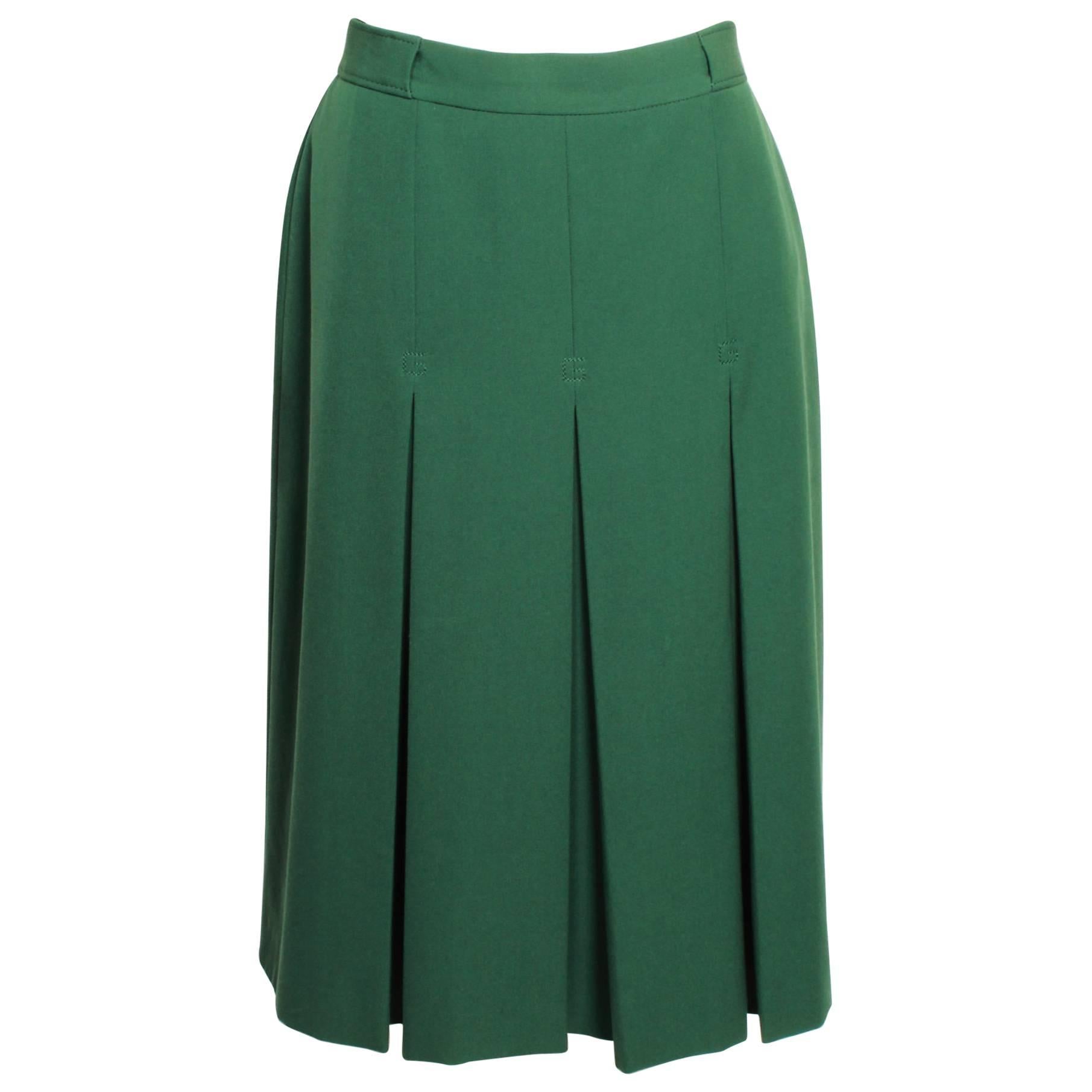 1970's Gucci Green Twill Skirt