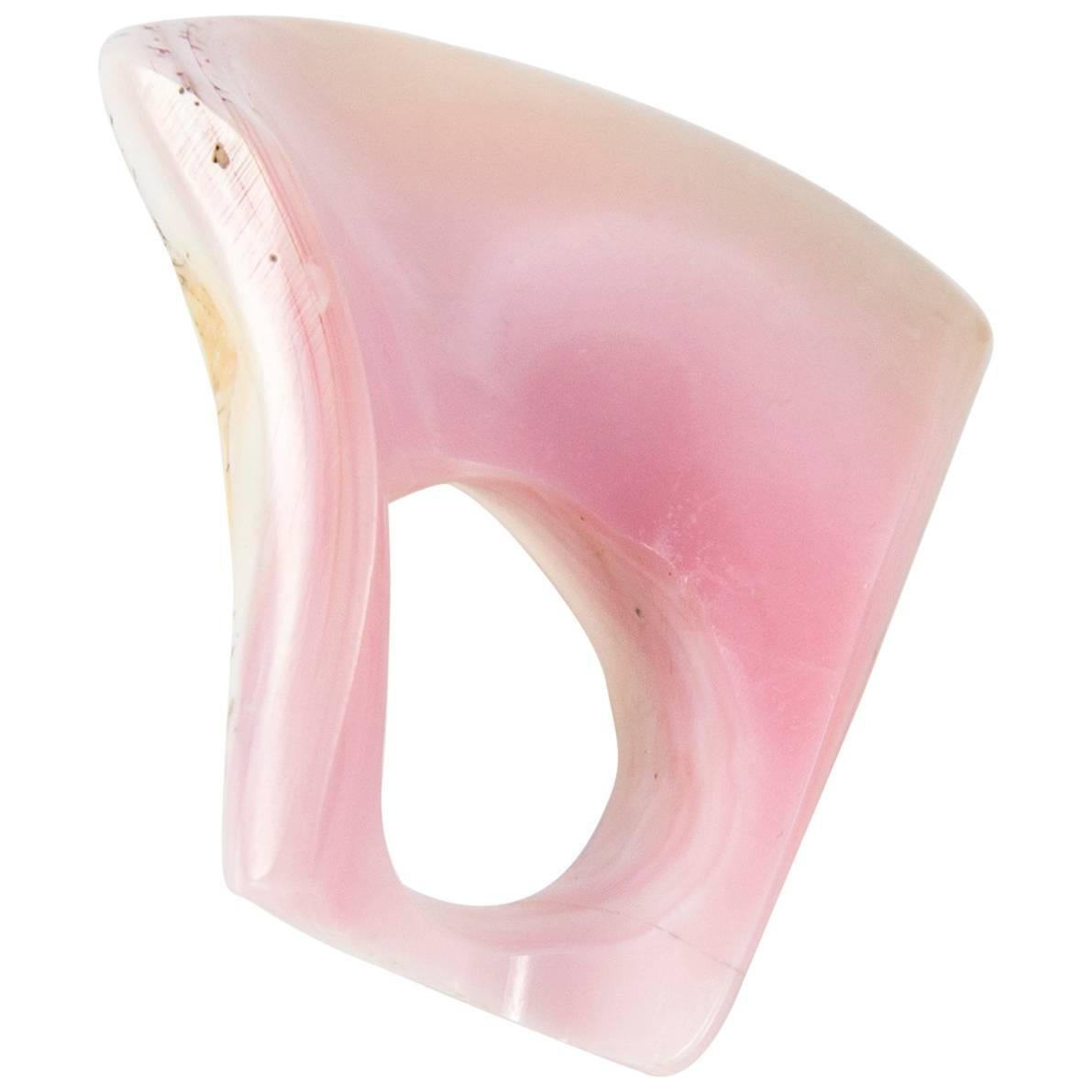 Dynamic Large Pink Conch Shell Statement Ring For Sale