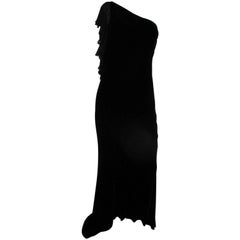 Ralph Lauren Black Velvet One Shoulder Gown