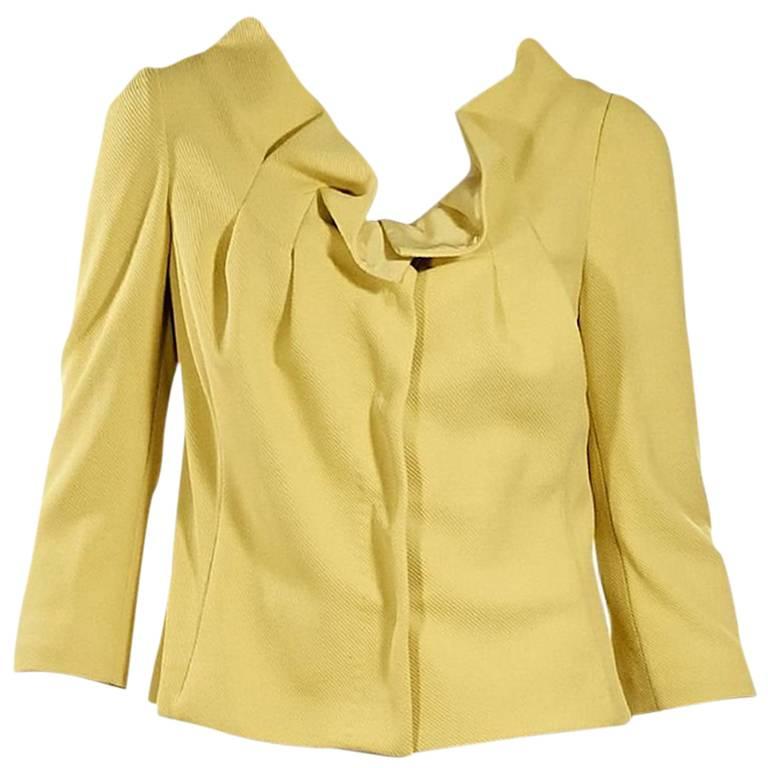 Fendi Yellow Ruffle-Trimmed Jacket