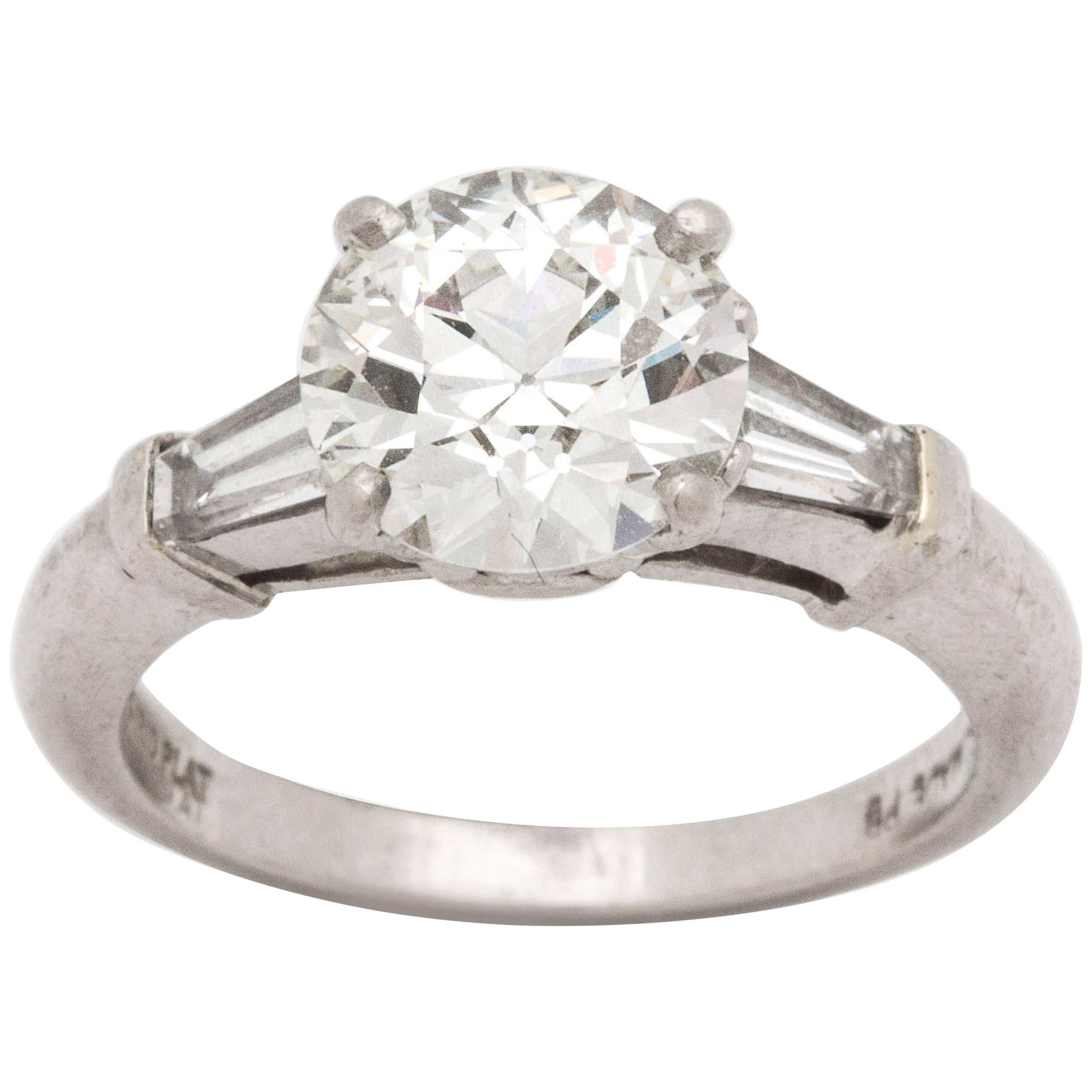Art Deco 1.98 ct  GIA VS2 I Diamond and Platinum Engagement Ring For Sale