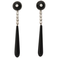 Onyx Diamond Drop Dangle Earrings 