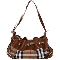 Burberry Margaret Nova Check Canvas & Tan Leather Bag