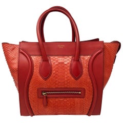 Celine Red python mini luggage bag