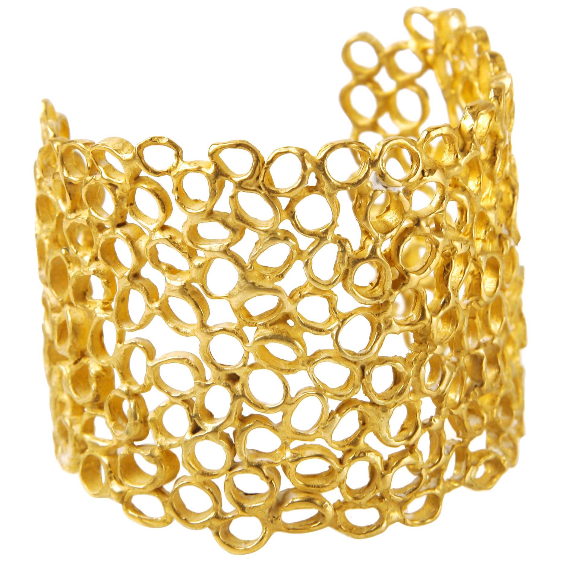 Giulia Barela Air Gold Plated Bronze Cuff Bracelet For Sale