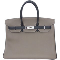 Hermès Horseshoe Etoupe Black Togo Leather PHW 35 cm, Birkin Handbag