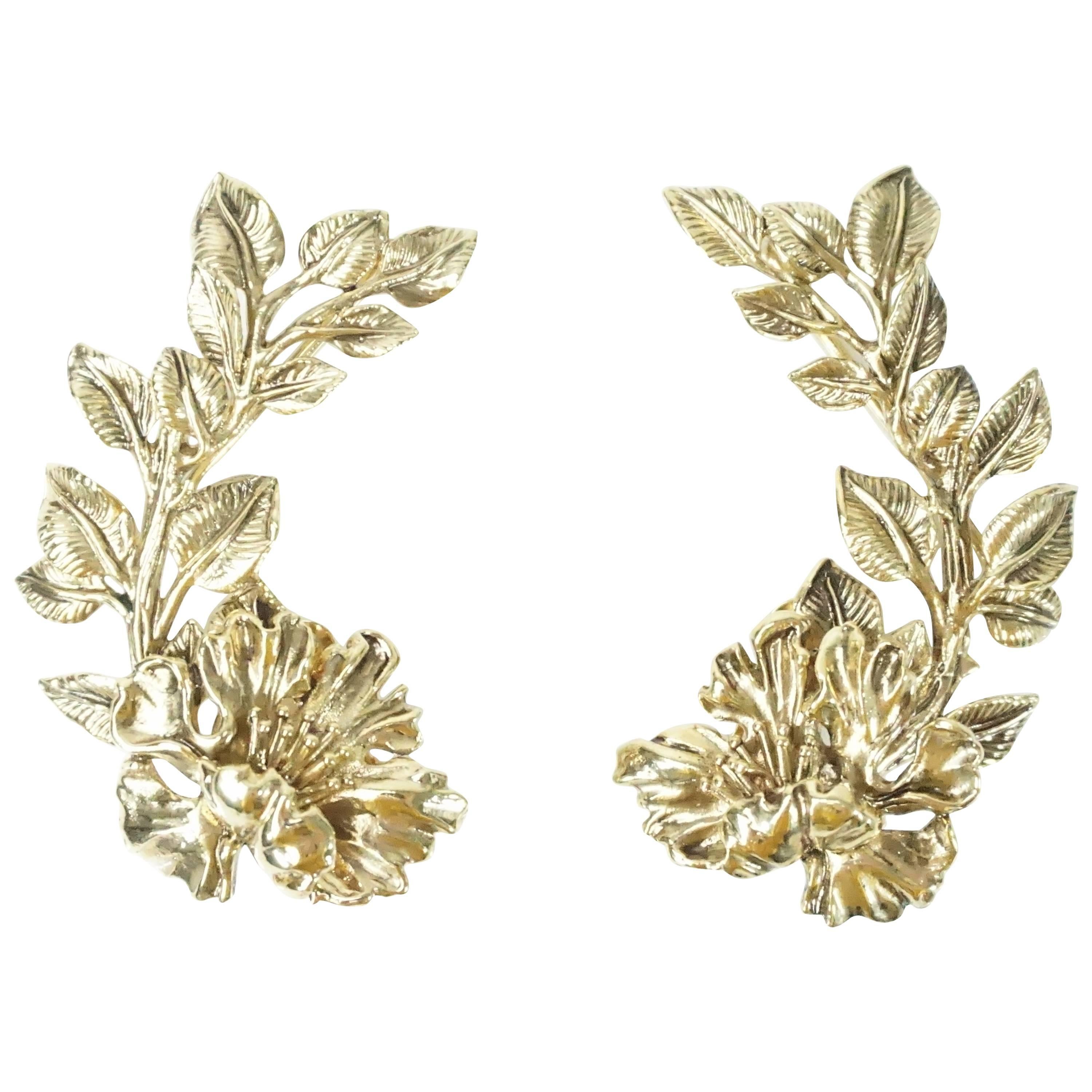 Roberto Cavalli Metallic Flower Cuff Earrings