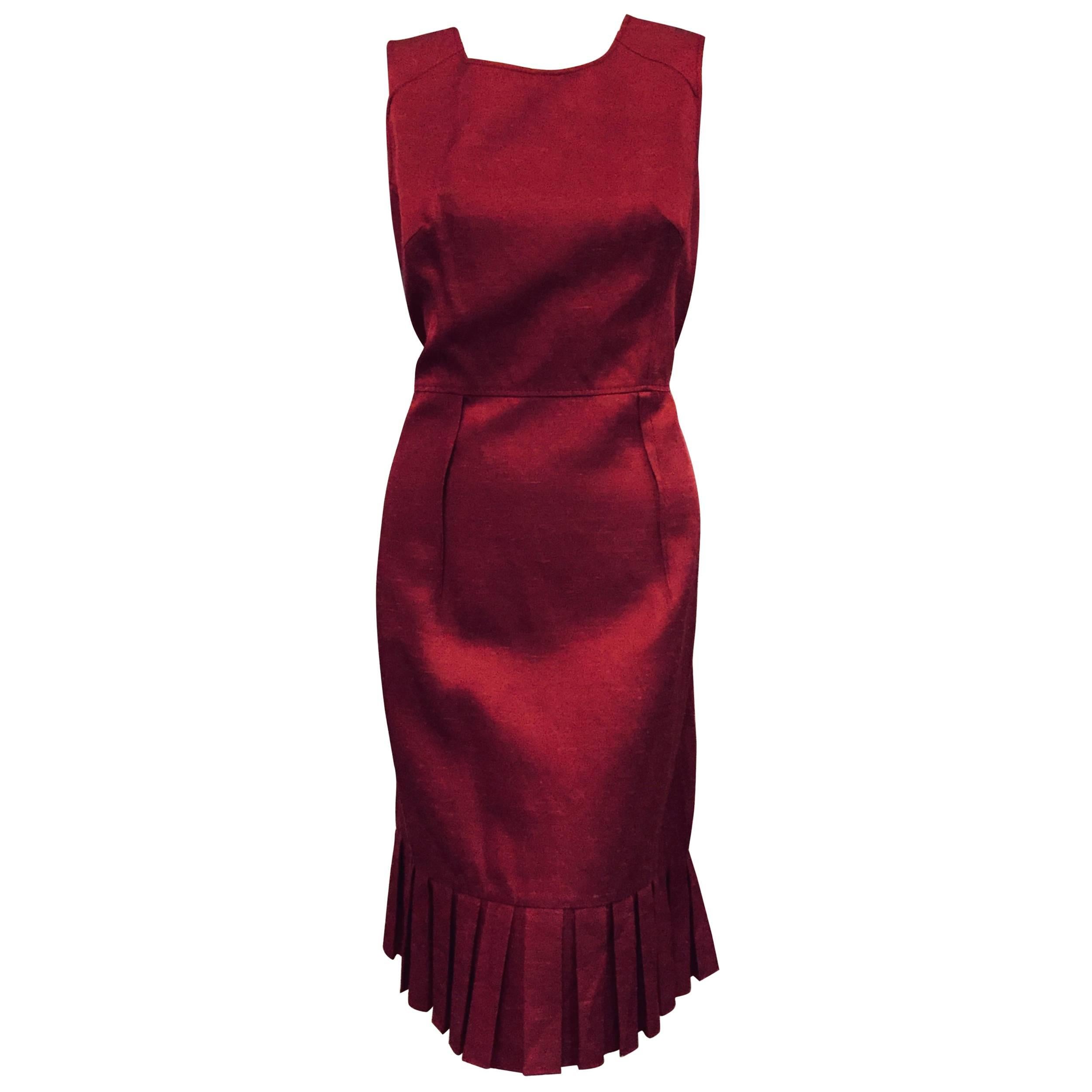Vibrant Valentino Red Wool Blend Dress For Sale