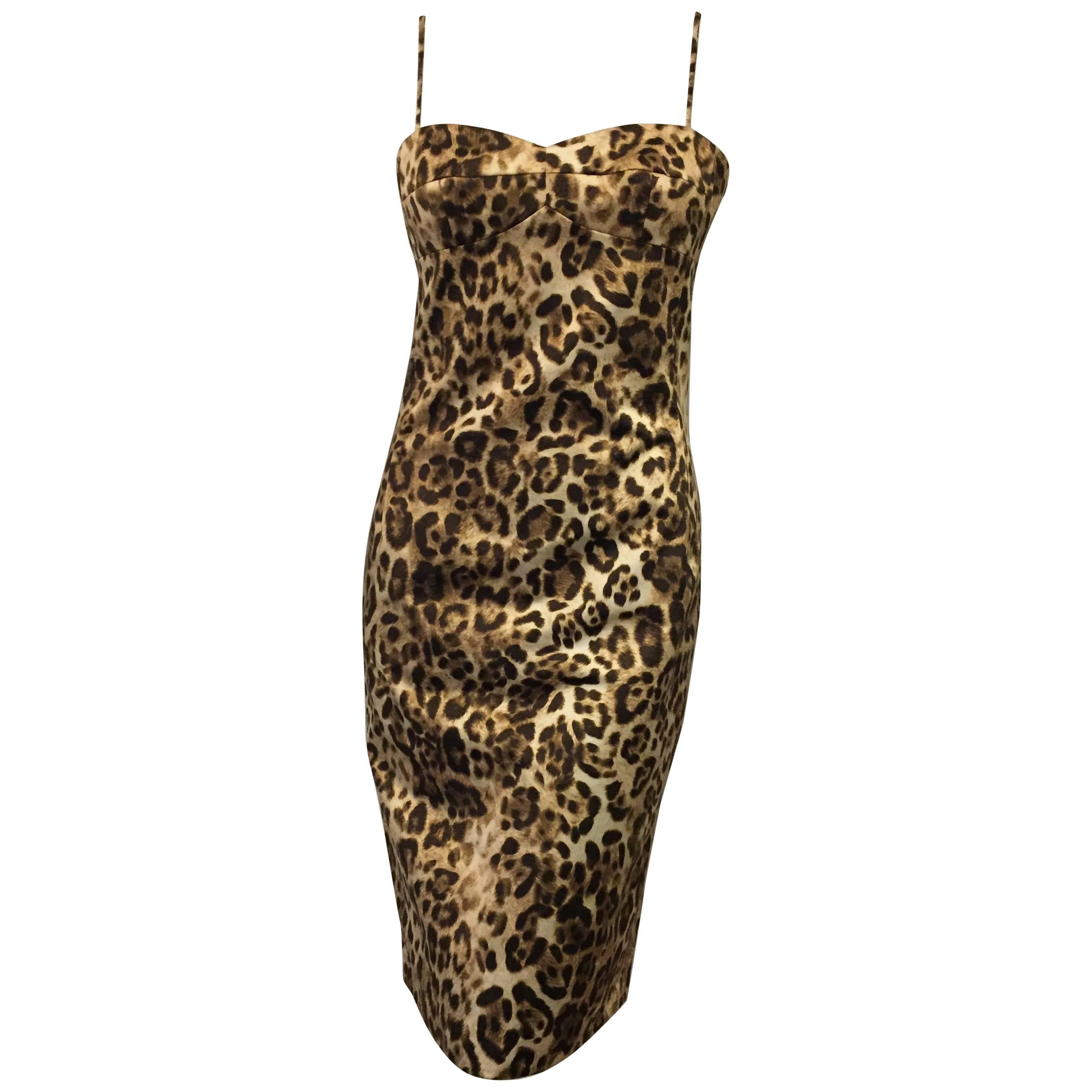 Majestic Michael Kors Leopard Print cotton blend dress Size 4 US For Sale